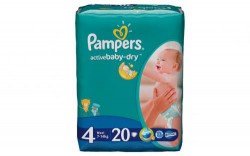 Подгузники 20 шт. Pampers Актив беби-драй макси 7-14 кг